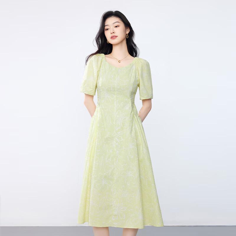 JOY SPEAKER Floral Square Neck Midi Dress