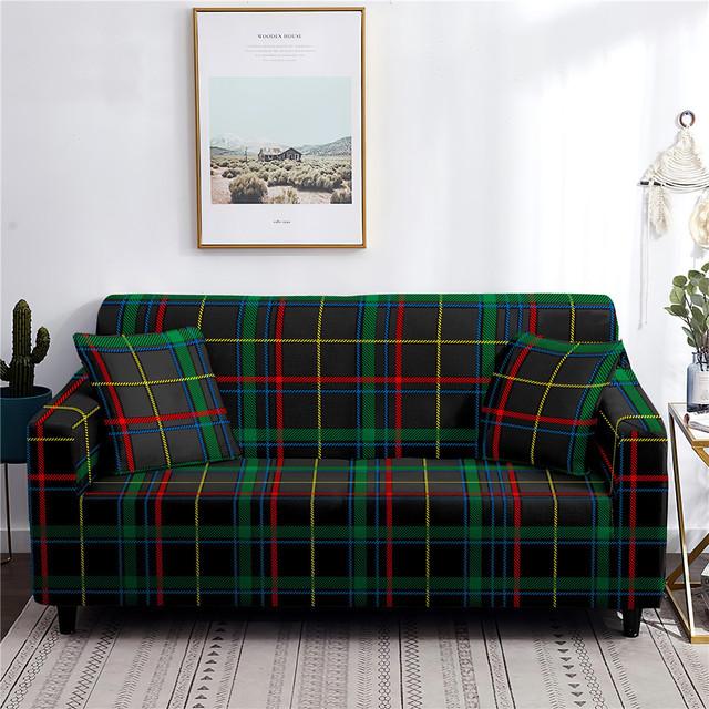 1 /2 /3 /4 Seater Plaid Sofa Cover Dust -Proof Stretch Sofa Slipcover For Living Room L Shape Sofa Protector Anti -Fouling Home Decor