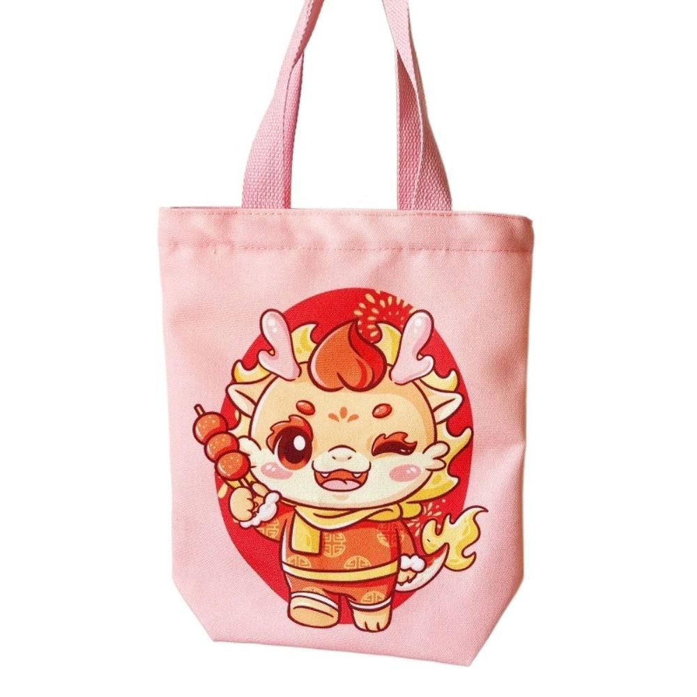 Large Capacity Happy New Year Handbag Letter Cartoon Dargon Tote Bag Streetwear