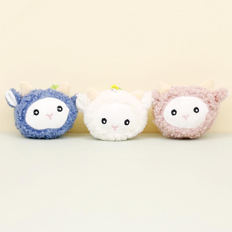Adorable Plush Sheep Keychain Soft Bell Lamb Head Cute Couple Bag Charm Doll
