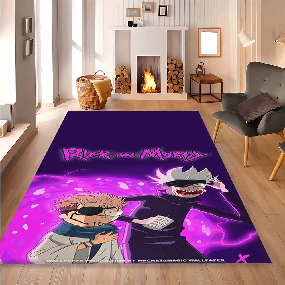 Rick and Morty pattern bedroom, living room, office decorative carpet, family bedroom headboard carpet, door mat, bathroom mat.