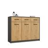 Cassettiera Simplo 3D3S Mobile 109 Cm 3 Ante 3 Cassetti Antracite Rovere Artisan
