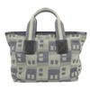 Used BALLY Handbag denim canvas/leather gray Navy casual