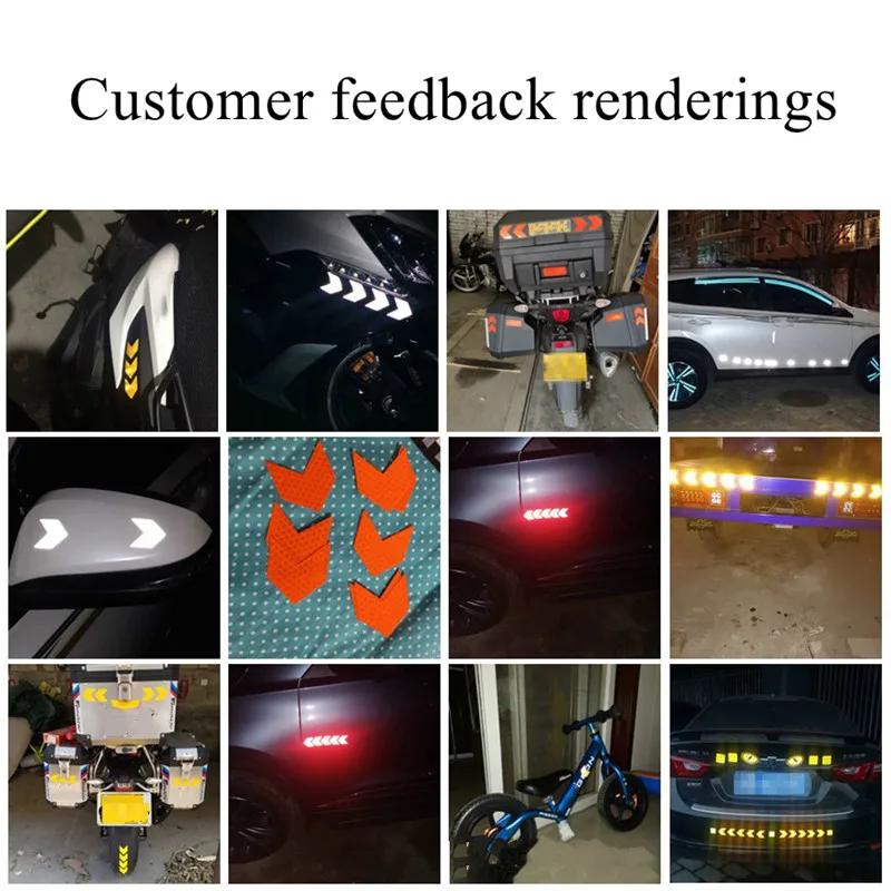 4/20pcs Car Reflective Arrow Sticker Safety Warning Sticker for Car Bumper Trunk Reflector Hazard Tape Car Styling Luminous Film