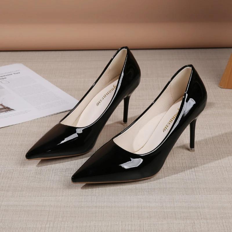 Shoes Woman 2025 Trend New Summer Red Heels Elegant Woman Black Heeled Pointed Toe Pumps Dress Leather White Ladies Shoe