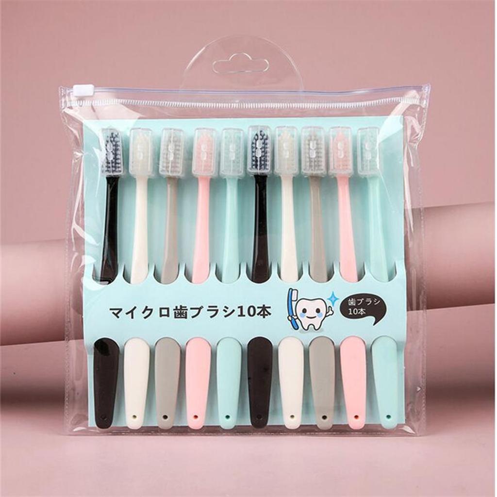 10pcs Toothbrush Set Adult Soft Travel Cleaning Teeth Oral Care for Home and Travel Use Black White Pink Blue Gray