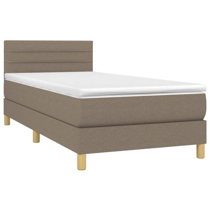 Maison Exclusive - Sommier à lattes de lit avec matelas LED Taupe 90x190 cm Tissu