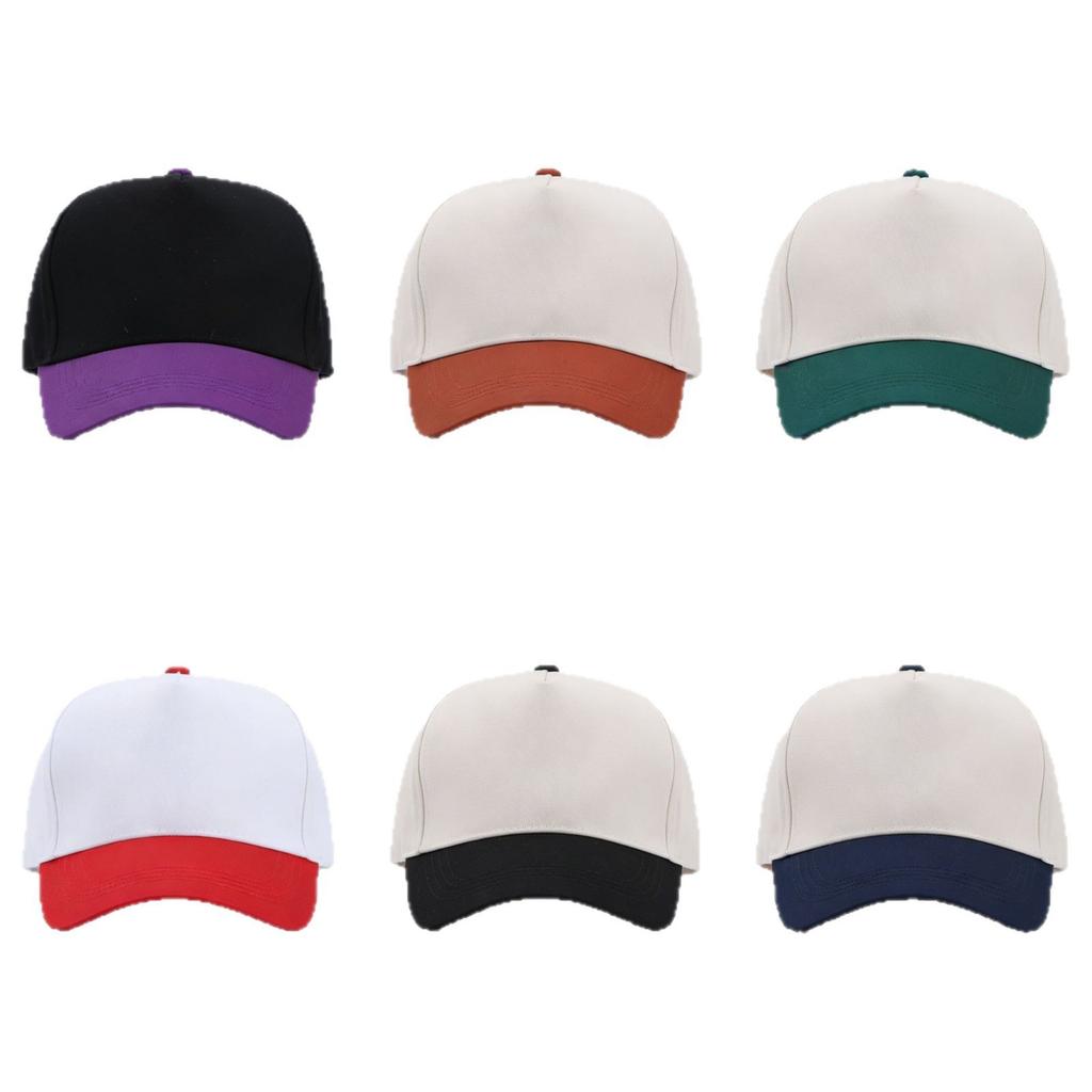 Pure cotton five-piece light board baseball cap European and American simple color matching curved brim cap spot