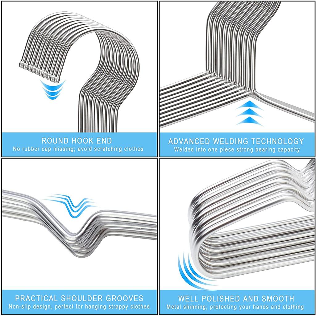 Seropy Stainless Steel Laundry Convenient for Inch Inch Inch Silver Hangers, 40-Pack, Rustproof, Bendable, Durable, Storage, Skirts, Trousers, Coats,