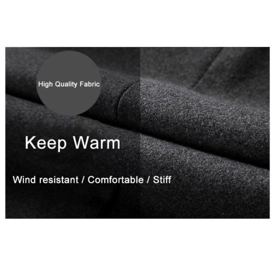 Men Winter Warm Solid Color Woolen Trench Coat Outwear Overcoat Long Jacket