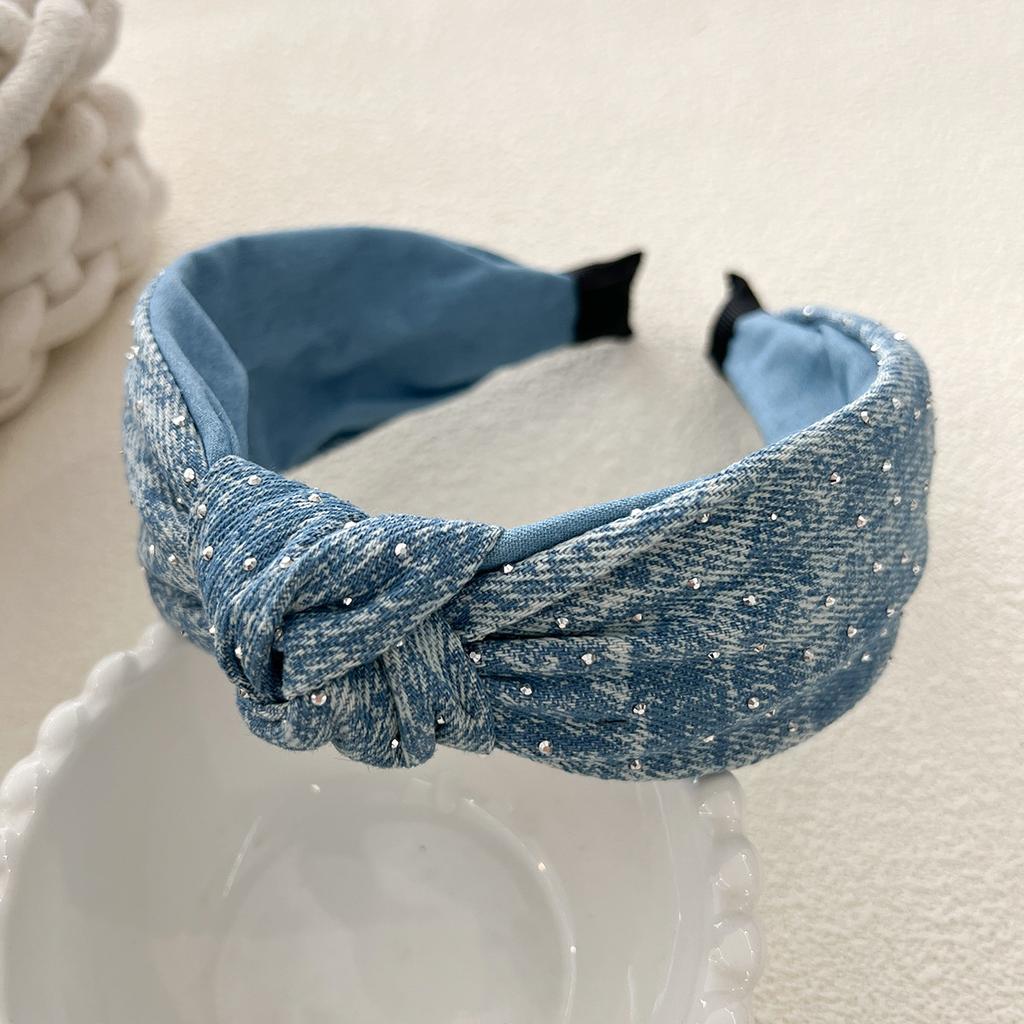 Denim Knot Cross Glitter Hairband Headband Adult Hair Accessories Hair Jewley