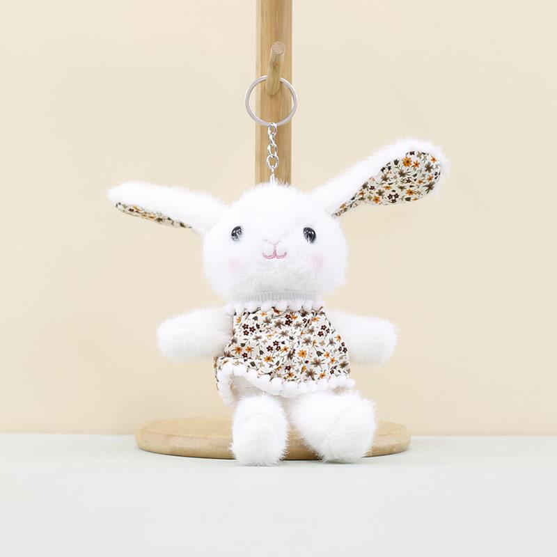 

Pattern Floral Delightful Rabbit Plush Doll Keychain In Light Brown Green And Colors Orange коричневий