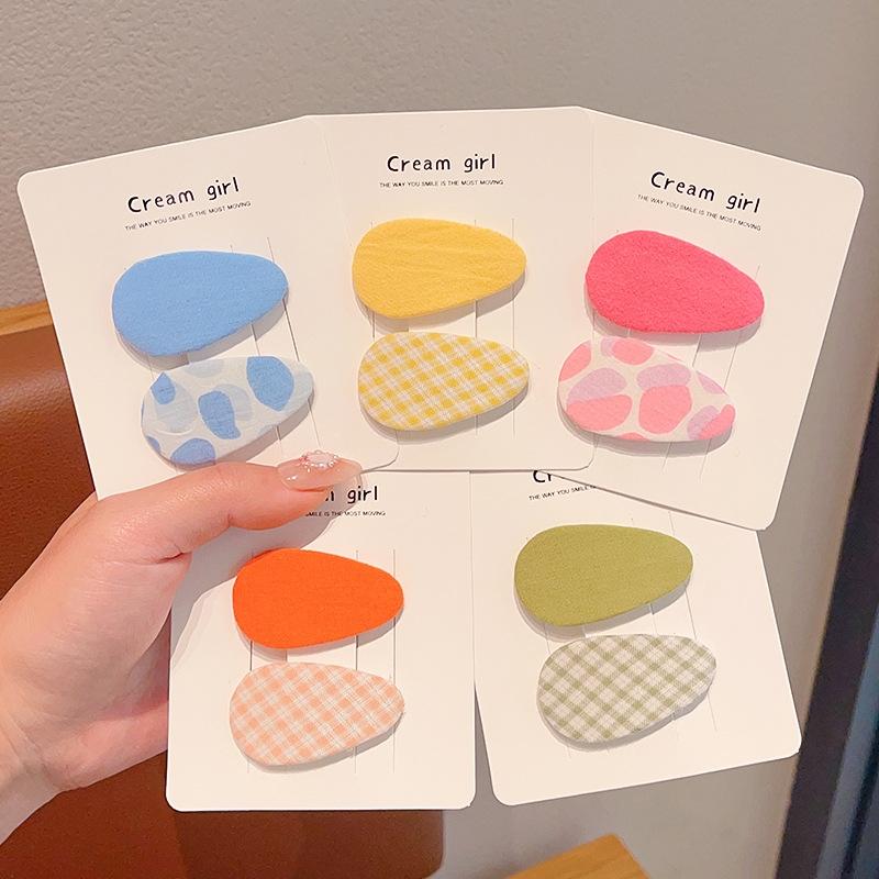 

2pcs/set Baby Girls Cute Hair Clip Small Water Drop Girl BB Clip Children s Hair Clip Candy Color Cloth Hair Card Hair Accessories Korean