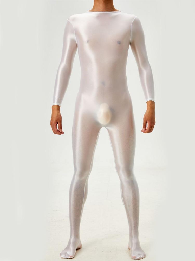 Sexy Oil Glossy Shiny Yoga Shaping Bodysuit Elastic Breathable Tights Fitness Jumpsuit Sheer See Through Maid Leotard Dance Wear