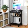 Rolling Desk with Drawer and Shelves, 4 Wheels, Compact, Particleboard, Metal