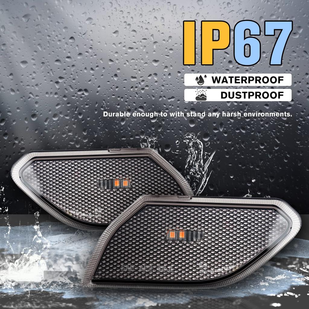 LitMiRaCle LED Seitenmarkierungsleuchte mit Rauchglas für Jeep Wrangler JL & Gladiator JT