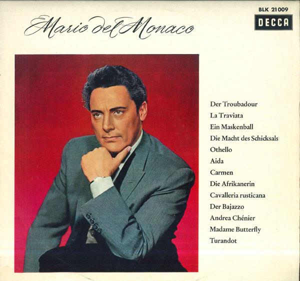 

LP Record MARIO DEL MONACO Mario Del Monaco BLK21009 DECCA Germany Classical Used