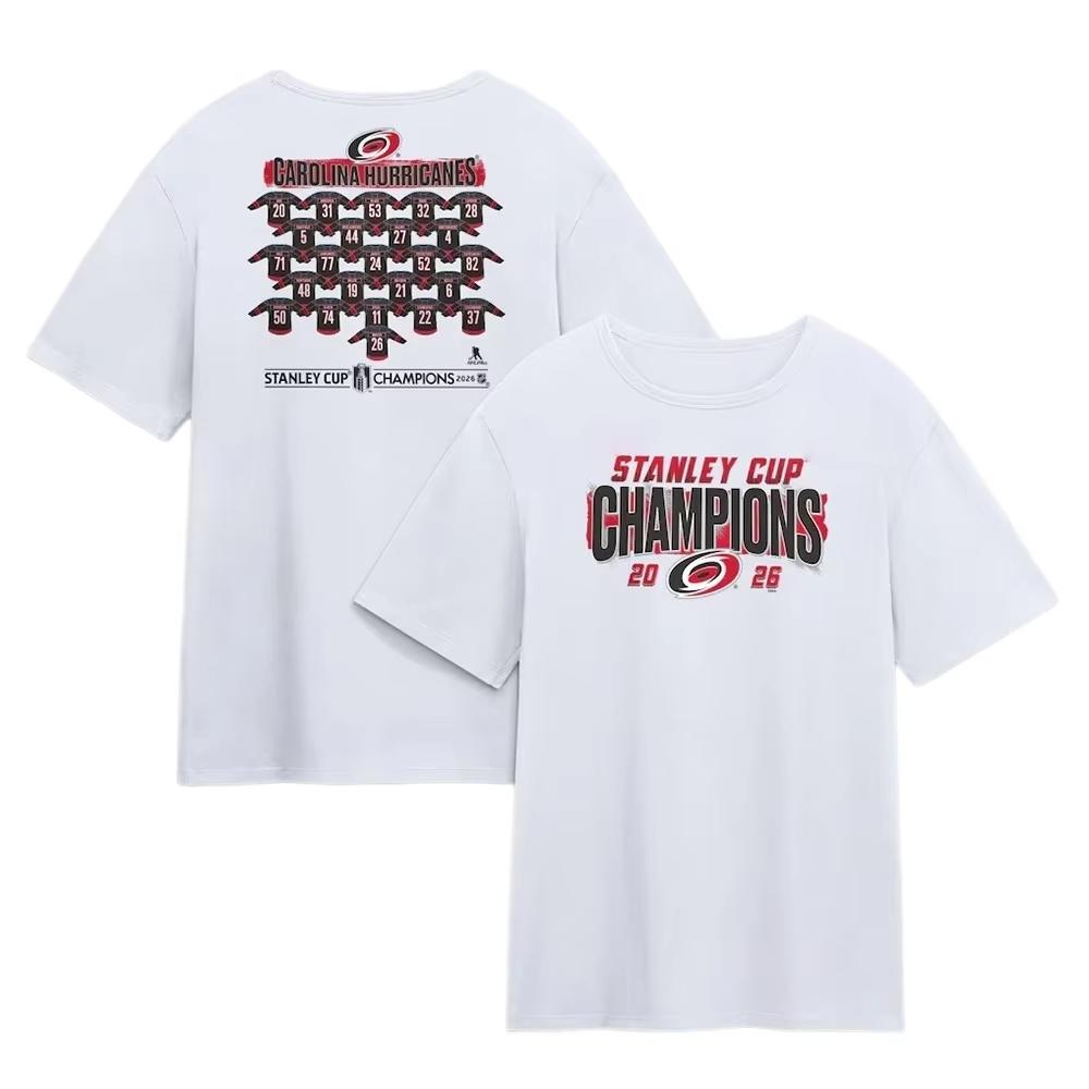 Carolina Hurricanes Champions 2026 New Collection Souvenir 100% Cotton Unisex Men's Women's Y2k T-Shirt Popular Casual T-Shirt