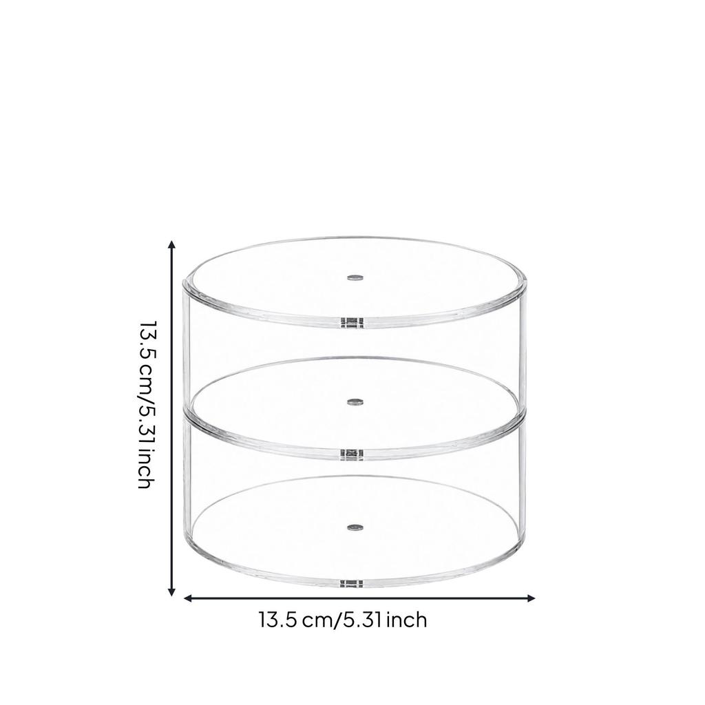 Clear Acrylic Cylindrical Organizer Compact Round Display Case with Internal Shelves