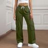 Women's Corduroy Pants Casual Women's Solid Color Corduroy Loose Straight Pants