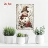 Vintage Snowman Floral Metal Sign 7.9x11.8in, 2D Tin Plaque, Durable Pre-Drilled Wall Decor for Garden/Office