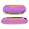 Oval Jewelry Tray Mirror Reflection Vacuum Plating Oval Decorative Tray Glossy   Oval Nail Storage Tray for Jewelry