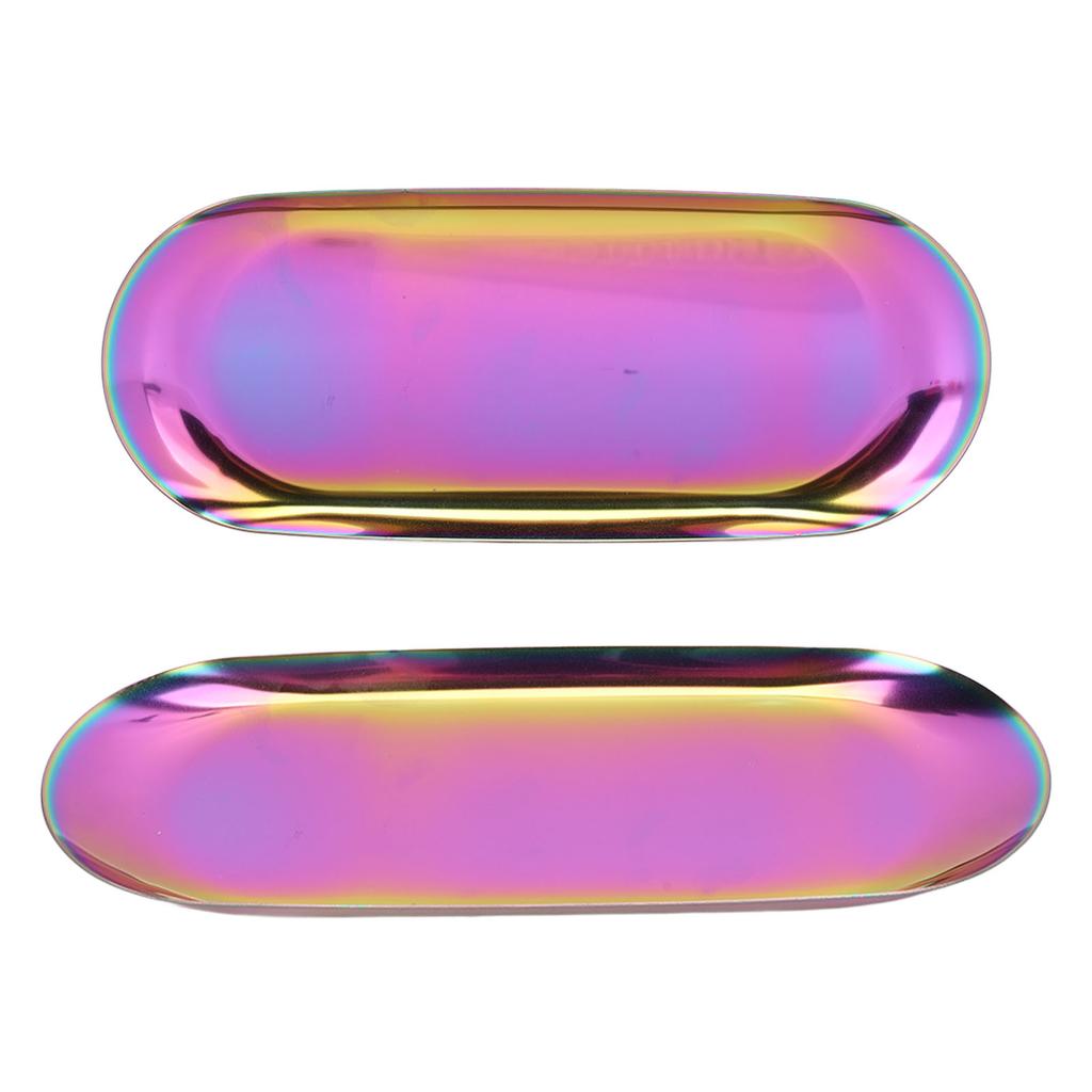 Oval Jewelry Tray Mirror Reflection Vacuum Plating Oval Decorative Tray Glossy Oval Nail Storage Tray for Jewelry