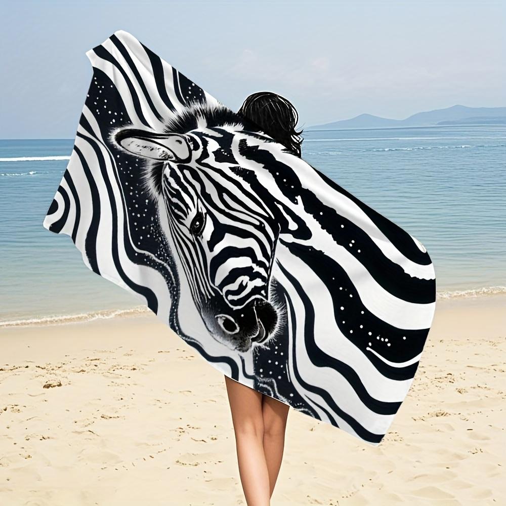 Telo Mare Stampa Artistica Zebra Stampa 2D Unilaterale Morbido Assorbente Microfibra per Piscina Spiaggia Bagno Vibe Selvaggio Ottimo per l'Estate