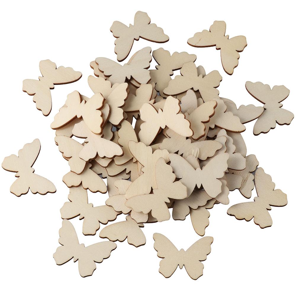 100 шт. Дерев'яні вирізки у формі метеликів Необроблене порожнє дерево Необроблені дерев'яні вирізки Домашня вечірка