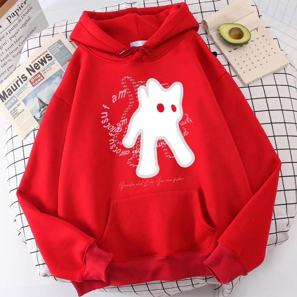 Ghost Cat Fun Abstract Print Women's Hoodie Breathable All-match Sweatshirt Casual Hoodie Outdoor Loose Top Women Clothing Y2K