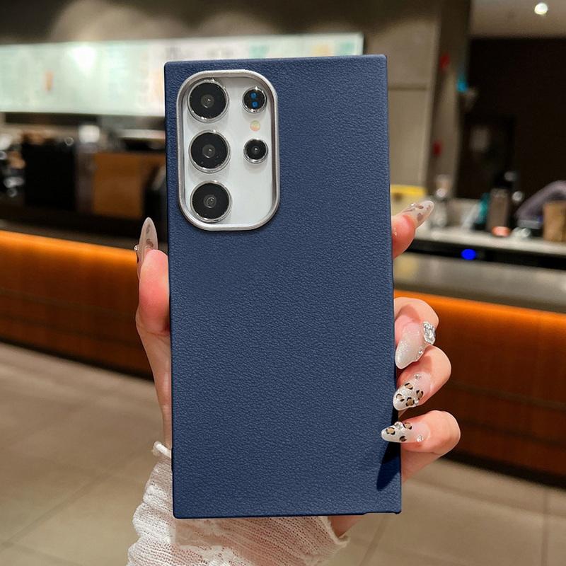 

Однотонный мягкий матовый чехол для телефона Samsung S25 Edge S24 FE S23 Ultra S22 A56 A36 A16 A55 TPU кожаная текстура противоударный тонкий бампер Samsung A52 синий