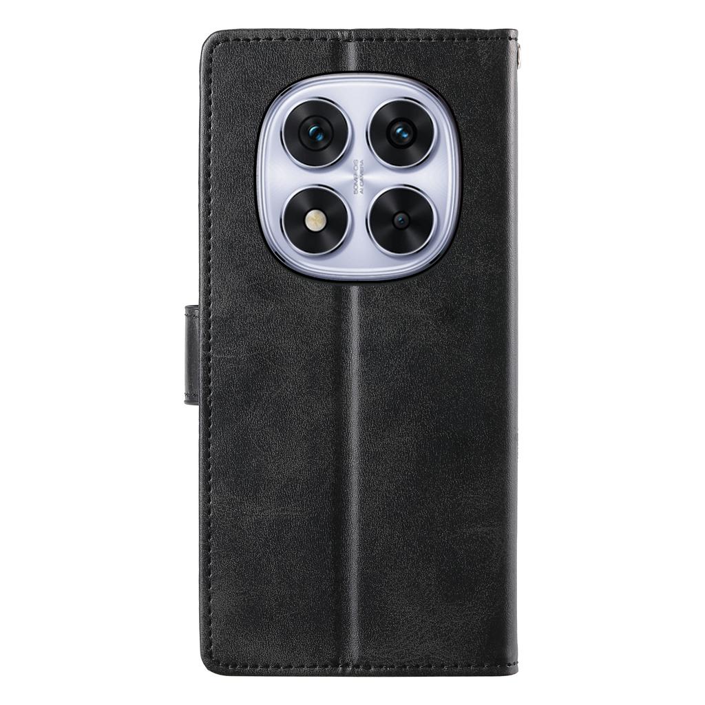 For Xiaomi Redmi Note 14 Pro 5G/Note 14 Pro+ 5G Case Stand Wallet Calf Texture PU Leather Flip Phone Cover with Wrist Strap