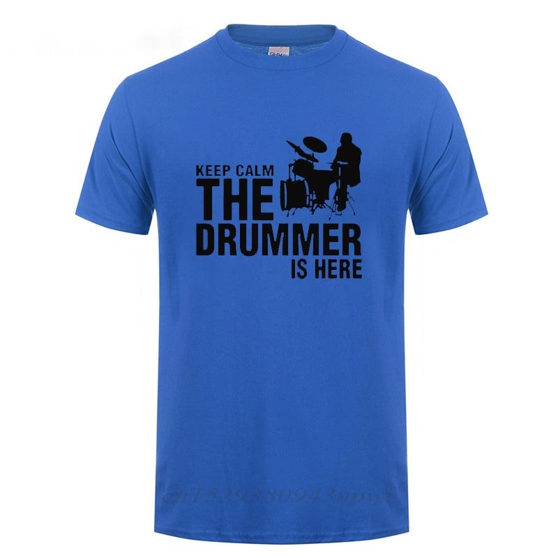 Mens Tops Tee Keep Calm The Drummer Is Here Printing T Shirt For A Drummer And Drums Cotton Short Sleeves O Neck TShirt Tshirt