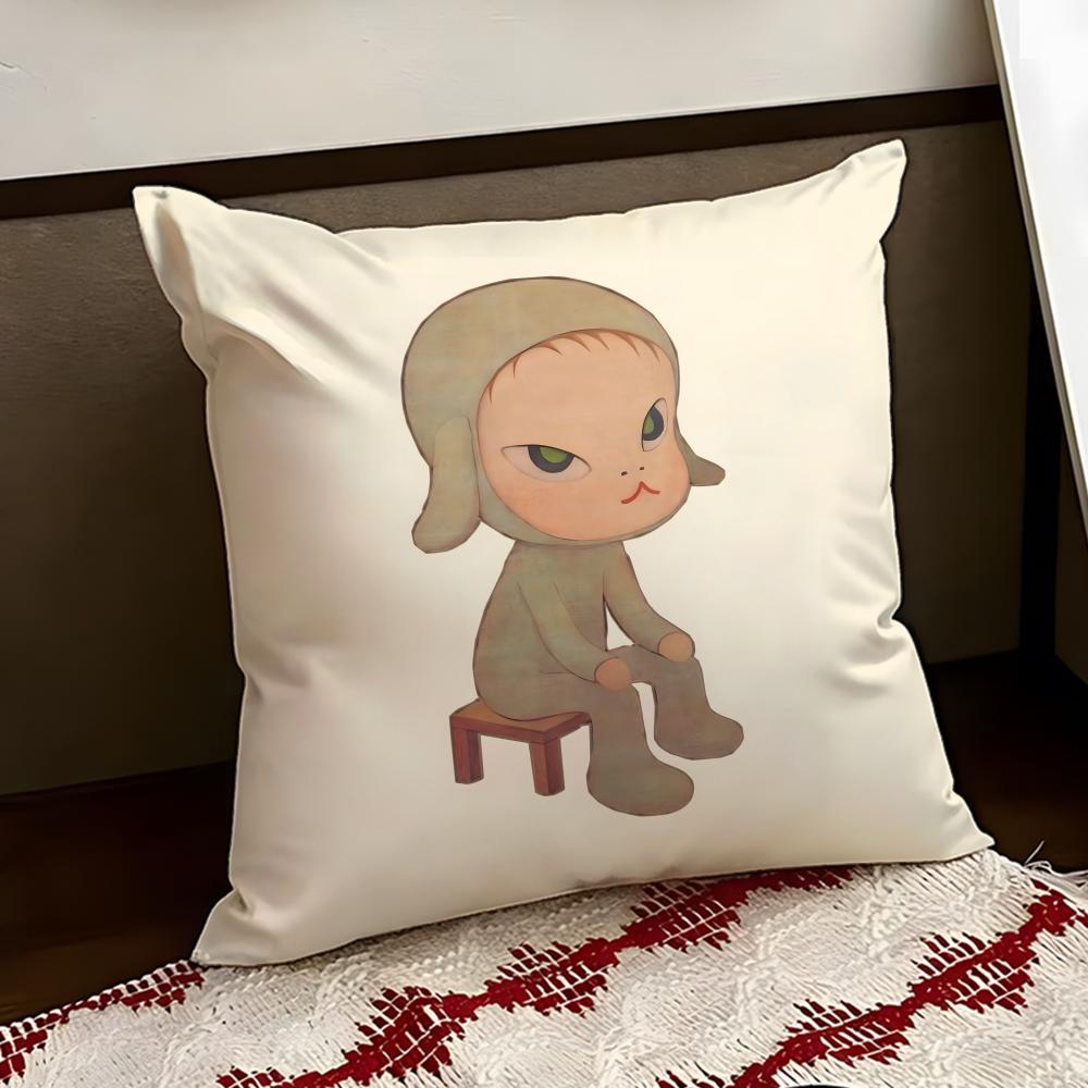 YYoshitomo Nara Art Cushion Cover Reversible Soft Durable Pillow Cover Home  Car MultiScene Use for Daily Comfort