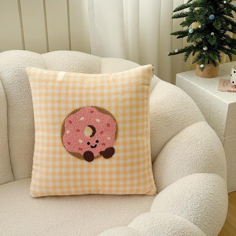 

2026 New Cute Sofa Pillow Cartoon 2-in-1 Pillow Blanket Multifunctional Folding Blankets for Car Nap Air Conditioning Quilt 40x40cm(100x150cm) жёлтый