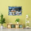 Christmas Winter Town Scene Tapestry Wall Hanging – 90g Brushed Polyester Fabric, Woven, Portrait Orientation, Animal Theme Graphic, Room Decor for B