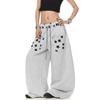 Autumn American Reverse Wear Design Sense Star Print Drawstring Scimitar Straight Sweatpants Men's and Women's Jazz Dance Wide-leg Pants Tide