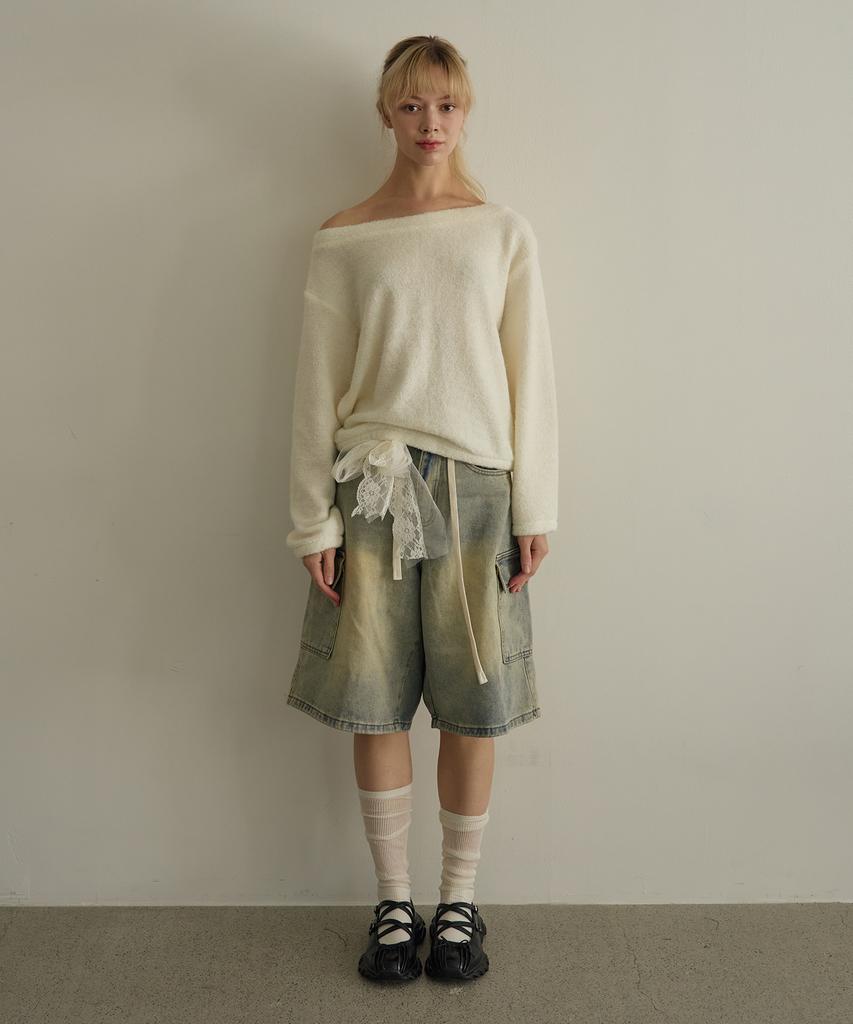 5OML Monggle Off-Shoulder Knit (Ivory)