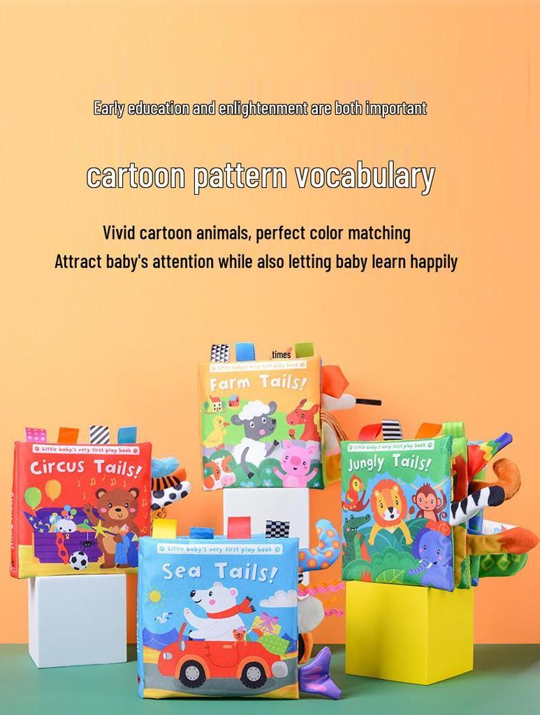 LakaRose Russian Animal Tail Crinkle Cloth Book for Baby Early Education (0-1 Years)