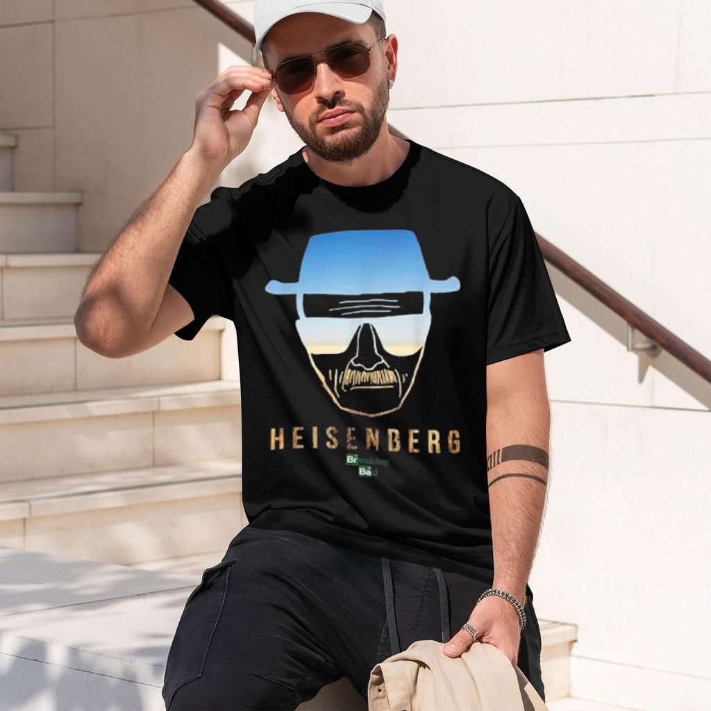2026 New Square Print Tee Blue Tone I Am The One Who Knocks Funny Heisenberg Portrait With Desert Outline Tshirt