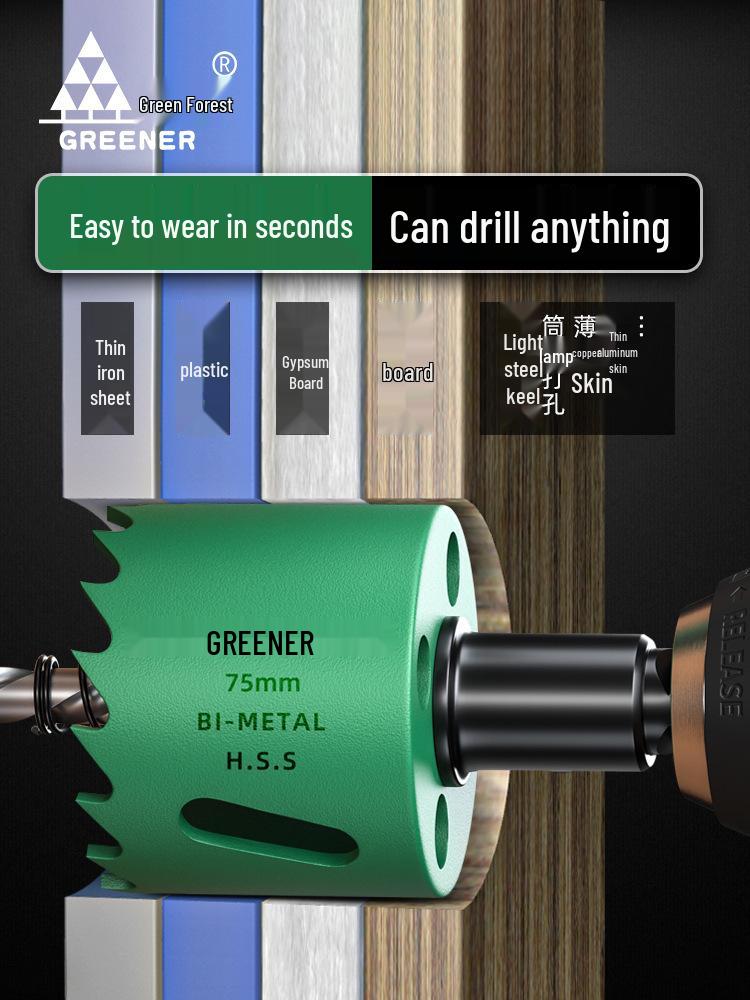 Green Forest Hole Saw Drill Bit for Metal, Wood, Plastic, and Gypsum Board