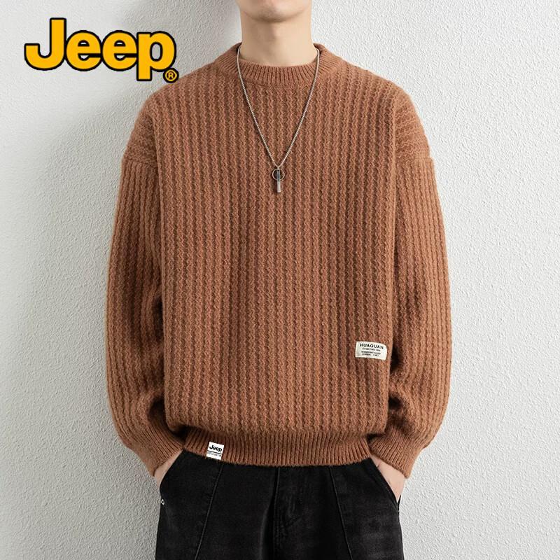 JEEP Men's Casual Crew Neck Knit Sweater