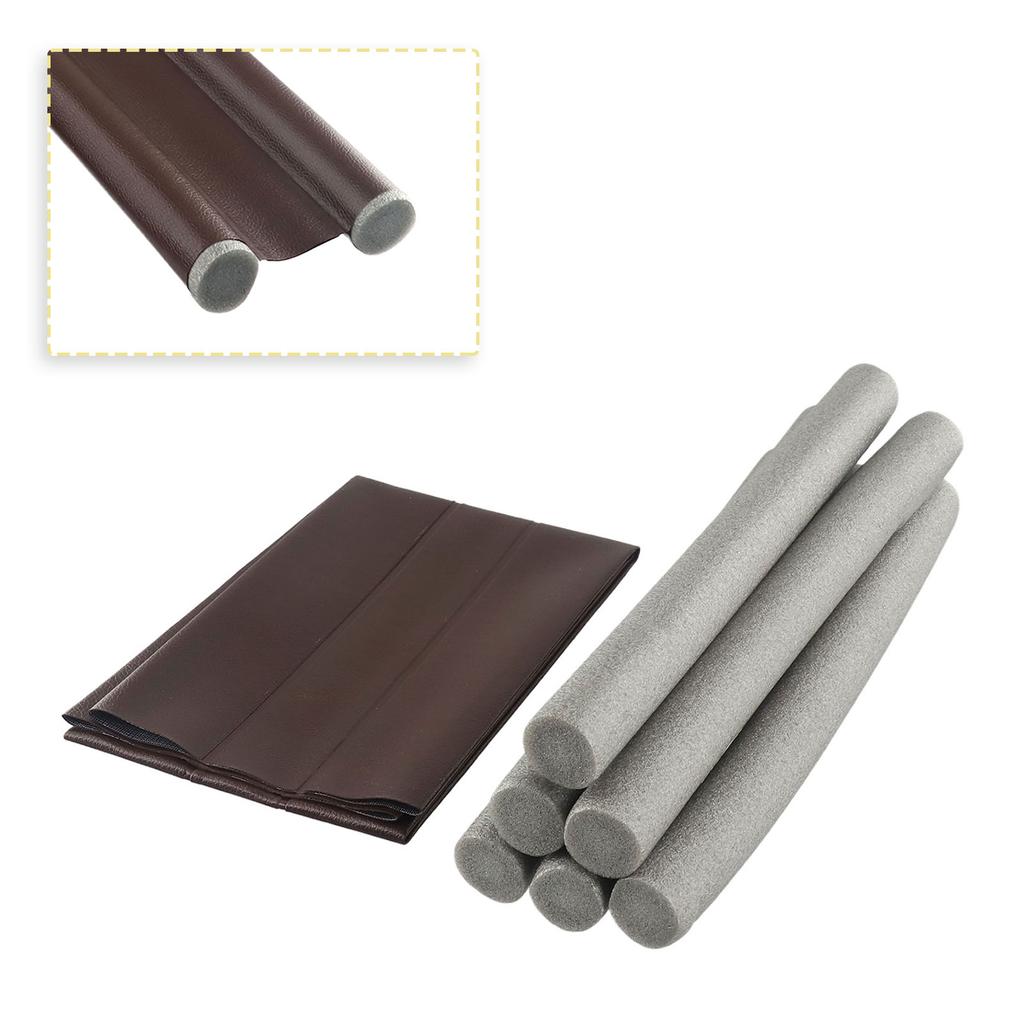 Leather Door Seal Strip Draught Wind Dust-proof EPE Foam + Leather Insulation Keep Warm 96cm / 38in Seal Stopper