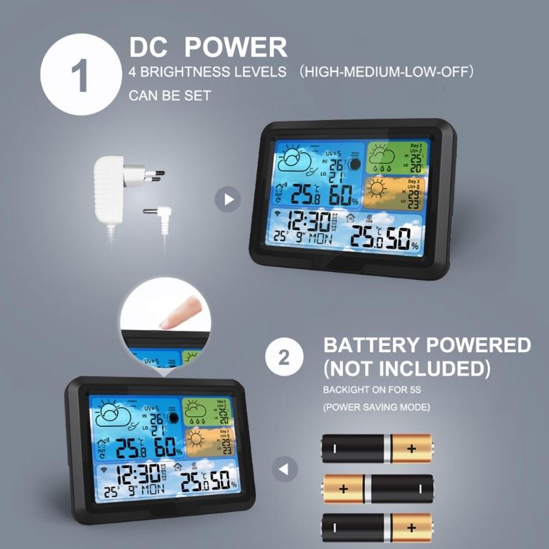 WiFi Connect Weather Stations Digital Thermometers Hygrometer Weather Clock Calendar Atmospheric Pressure Monitor Device