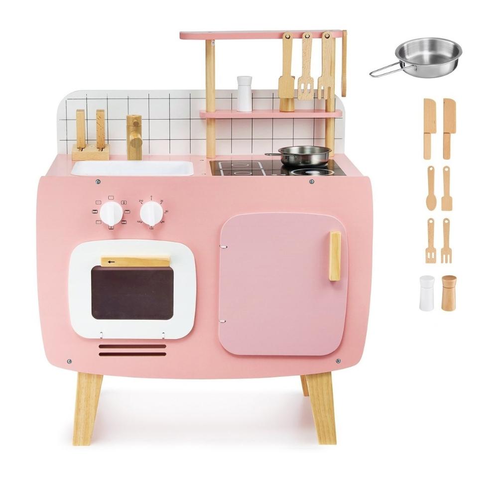 Children's kitchen, wooden stove, retro girl's set + accessories