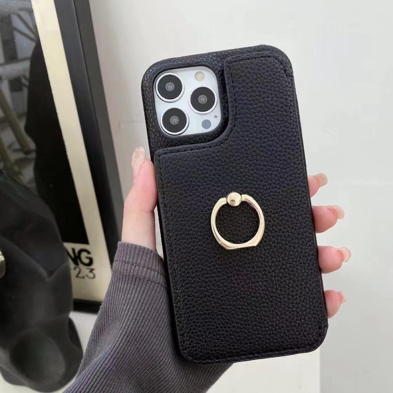 

Подходит для iPhone 14 Pro Чехол для телефона iPhone 13 Lychee Pattern Card Insertion Beauty Mirror Diagonal Cross Rope Leather Case iPhone14 Pro Max бездна