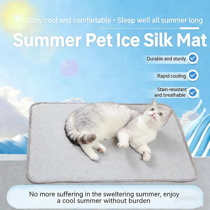 Summer Ice Silk Pet Cooling Mat Breathable Cool Dog Cat Bed Mat Anti Bite Heat Relief Non Slip Washable Pet Supplies