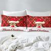 Red Christmas Hat Elk Three-Piece Quilt Cover 3D Digital Printing Bedding Set Bed Cover