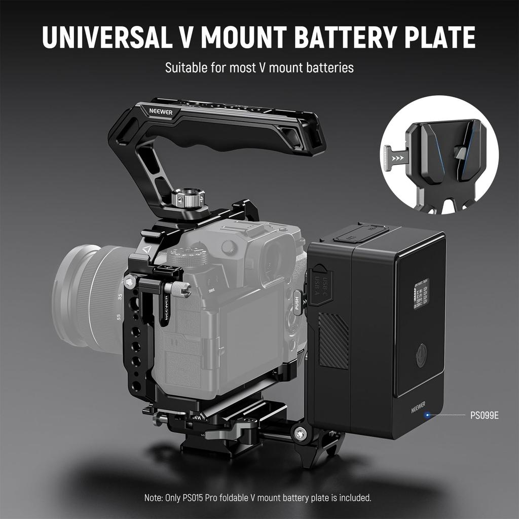NEEWER PS015 PRO Foldable V-Mount Plate Arca Type Quick Release Camera Base with 1/4 3/8 Screws for DSLR Mirrorless Gimbal