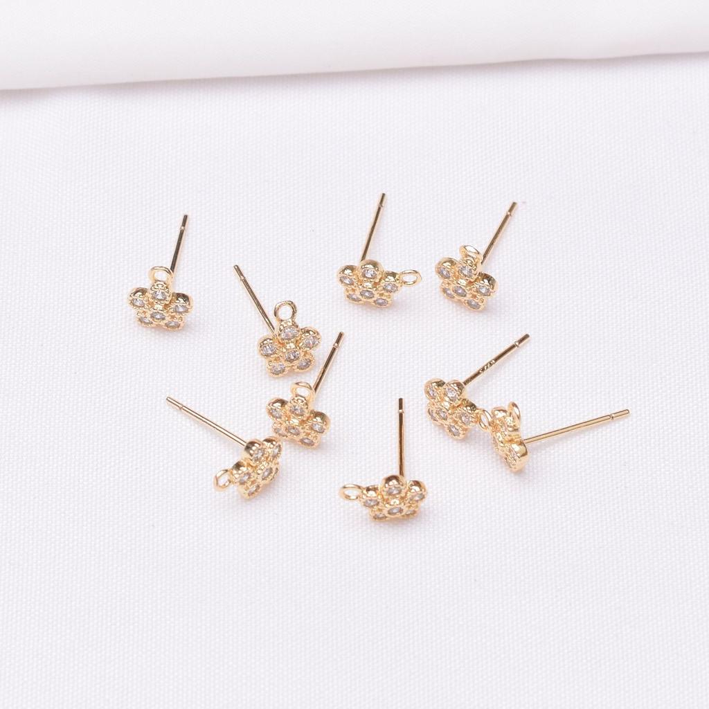 10 peças 14K ouro-envolto borboleta micro-incrustada com brincos de pino pendurados S925 prata agulha faça você mesmo joias sol orelha agulha acessórios trabalho em andamento